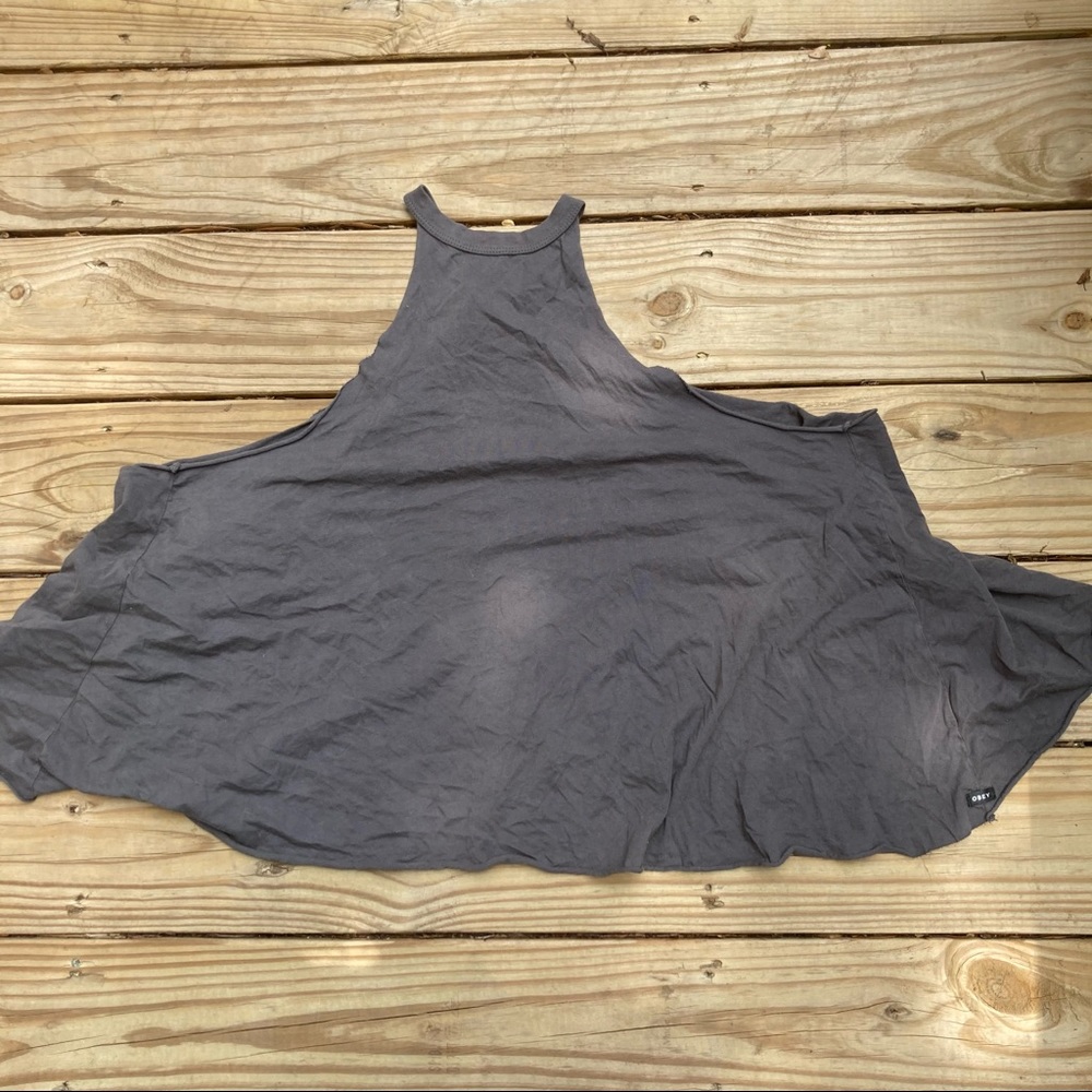OBEY  gray split-back muscle tee, size large